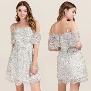 Francesca’s Cream And Black Lace Mini Dress